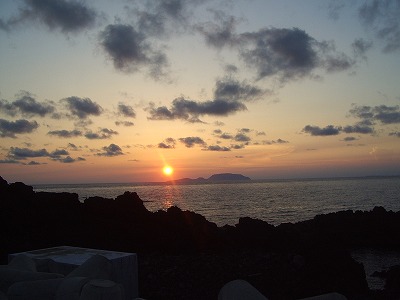 三宅の海に沈む夕日